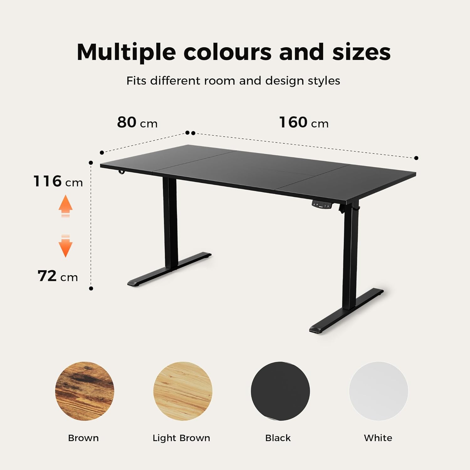 Detalle de Agilestic Height-Adjustable Electric Desk, 160x80 cm: A practical sit-stand workstation for home and office