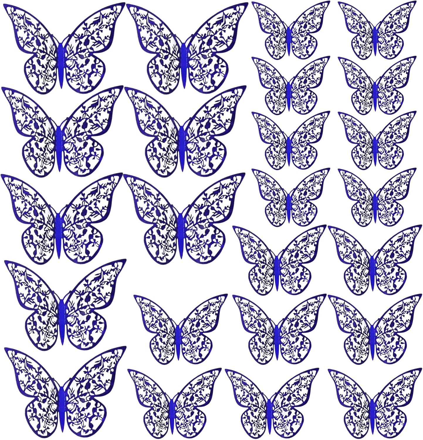 Detalle de PAITOK 3D Butterfly Wall Stickers (24pcs, 3 sizes) – Blue