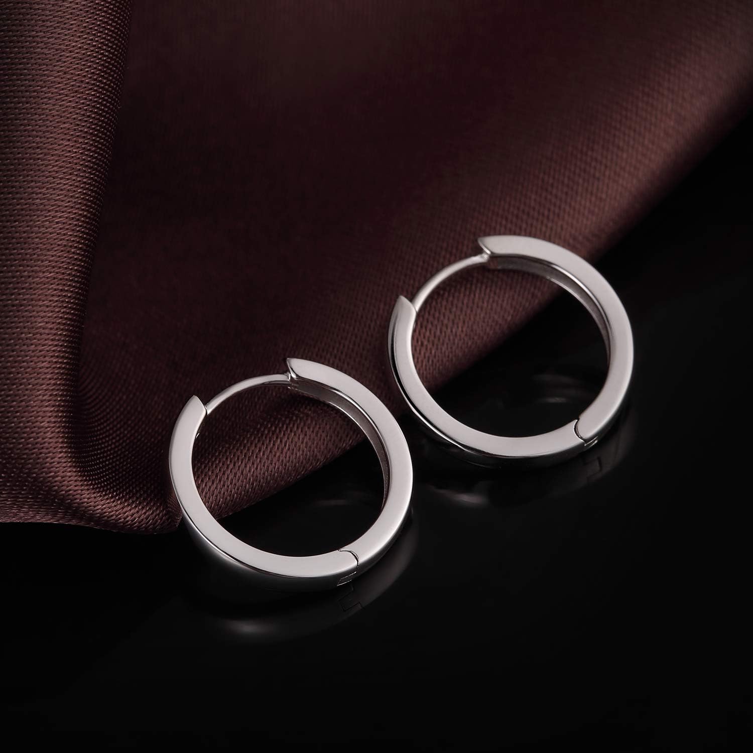 Thumbnail 2 de jiamiaoi Weißgold-plattierte Creolen aus 925 Sterling Silber, große Damen-Ohrringe (Nickelfrei) – je nach Größe 30/40/50 mm