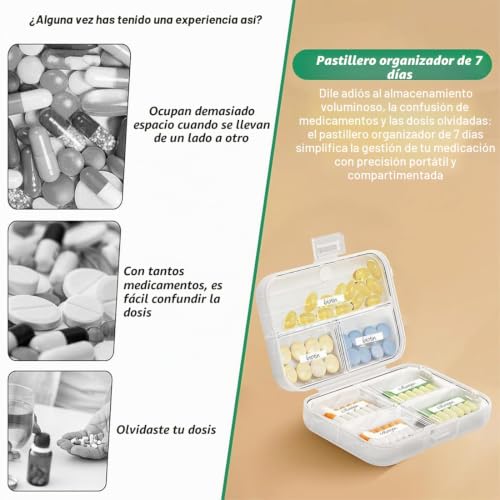 Thumbnail 2 de MUVONZI: 2 piezas pastillero portátil de viaje para medicamentos, versión grande y pequeña