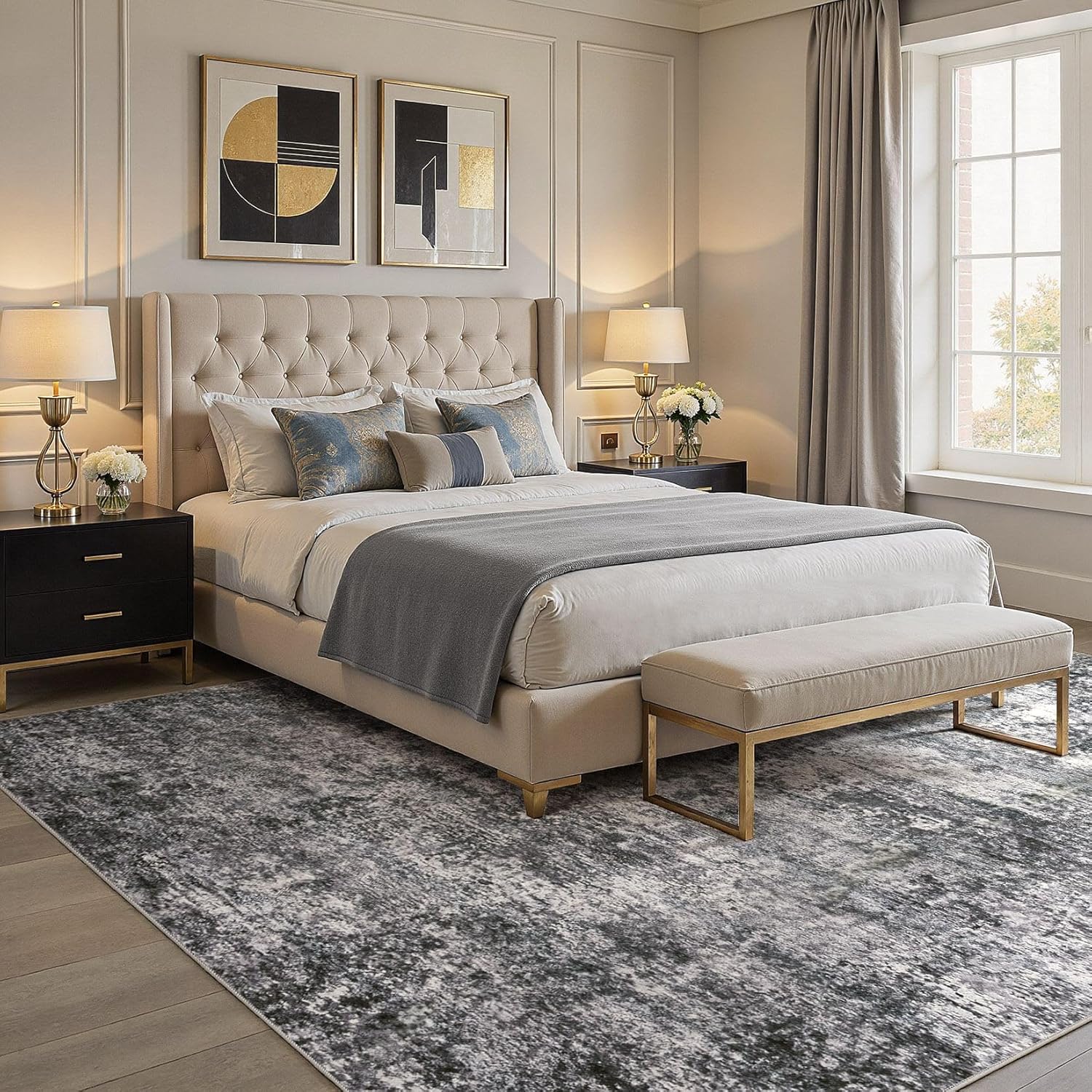 Detalle de DMOYEST 9x12 Area Rug – Soft Low Pile Grey