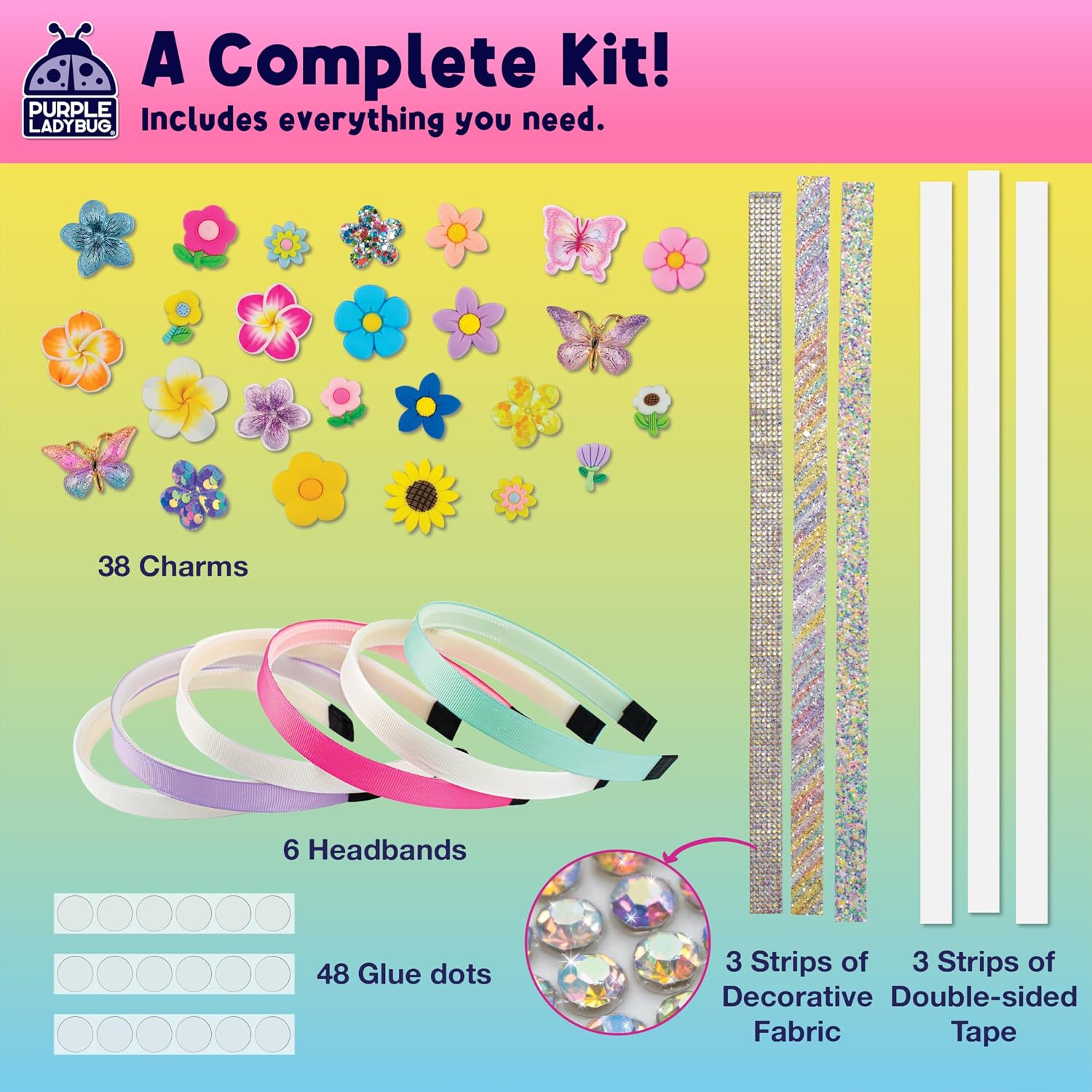 Detalle 2 de Purple Ladybug DIY flower headbands for girls