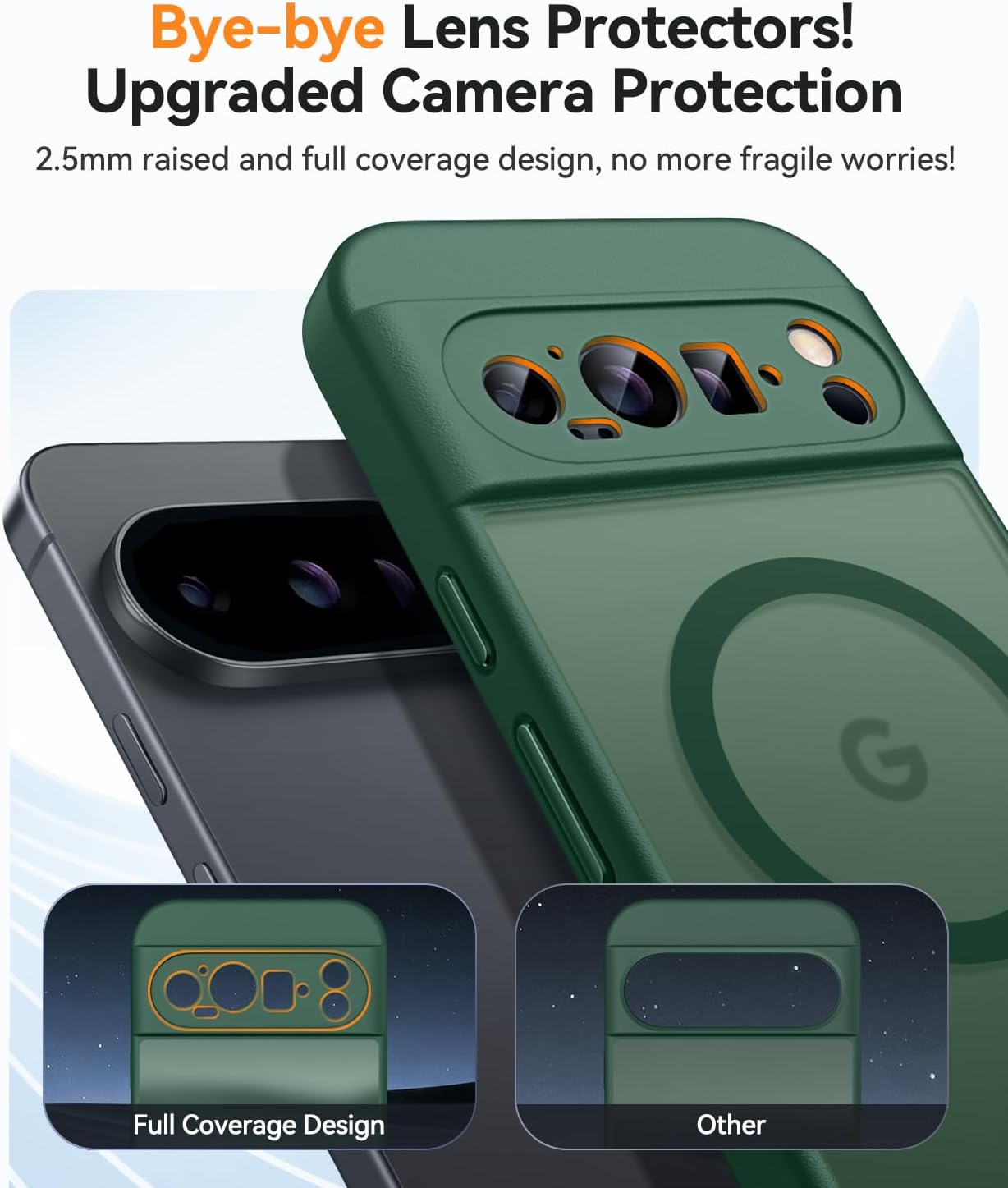 Thumbnail 2 de CANSHN Magnetica Cover per Google Pixel 9 Pro (6.3”) – Verde Profondo, Protezione Fotocamera a Copertura Totale