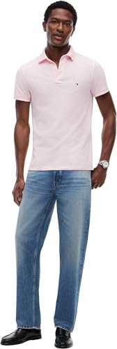 Detalle de Tommy Hilfiger Polo de Manga Corta Hombre 1985 Slim Fit Rosa (Pink Lily), talla L