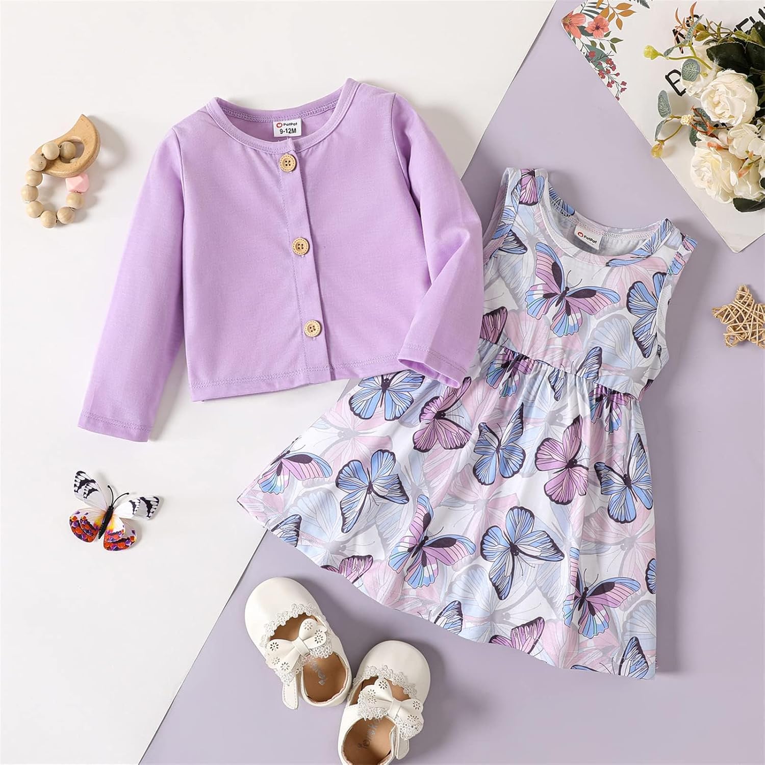 Thumbnail 4 de PATPAT Baby Girls Dress and Cardigan Set 2 PCS