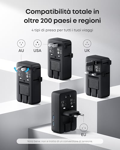 Detalle 2 de Anker Nano adattatore universale da viaggio USB 5 porte (20W) – 5-in-1