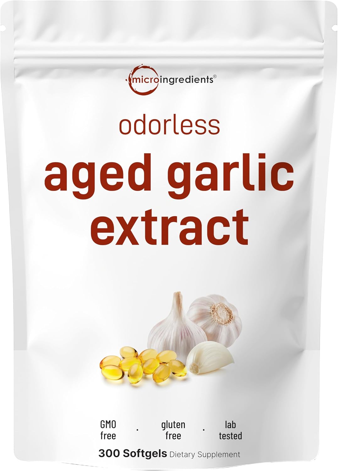 Detalle de Micro Ingredients Aged Garlic Softgels, 300 Softgels