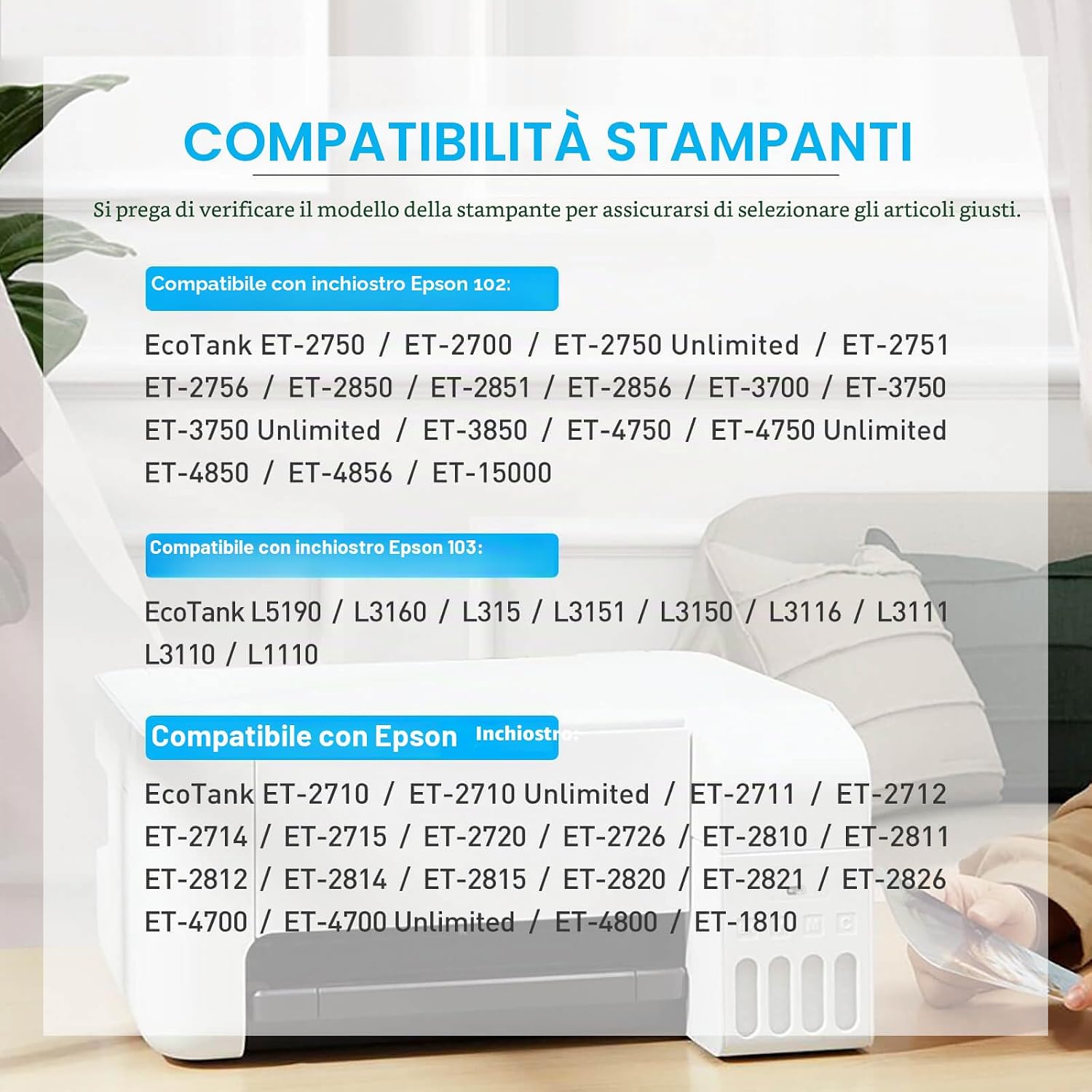 Detalle 2 de BAISINE 104 Inchiostro Compatibile per Epson – Multipack 140 ml/70 ml per stampanti Ecotank ET-