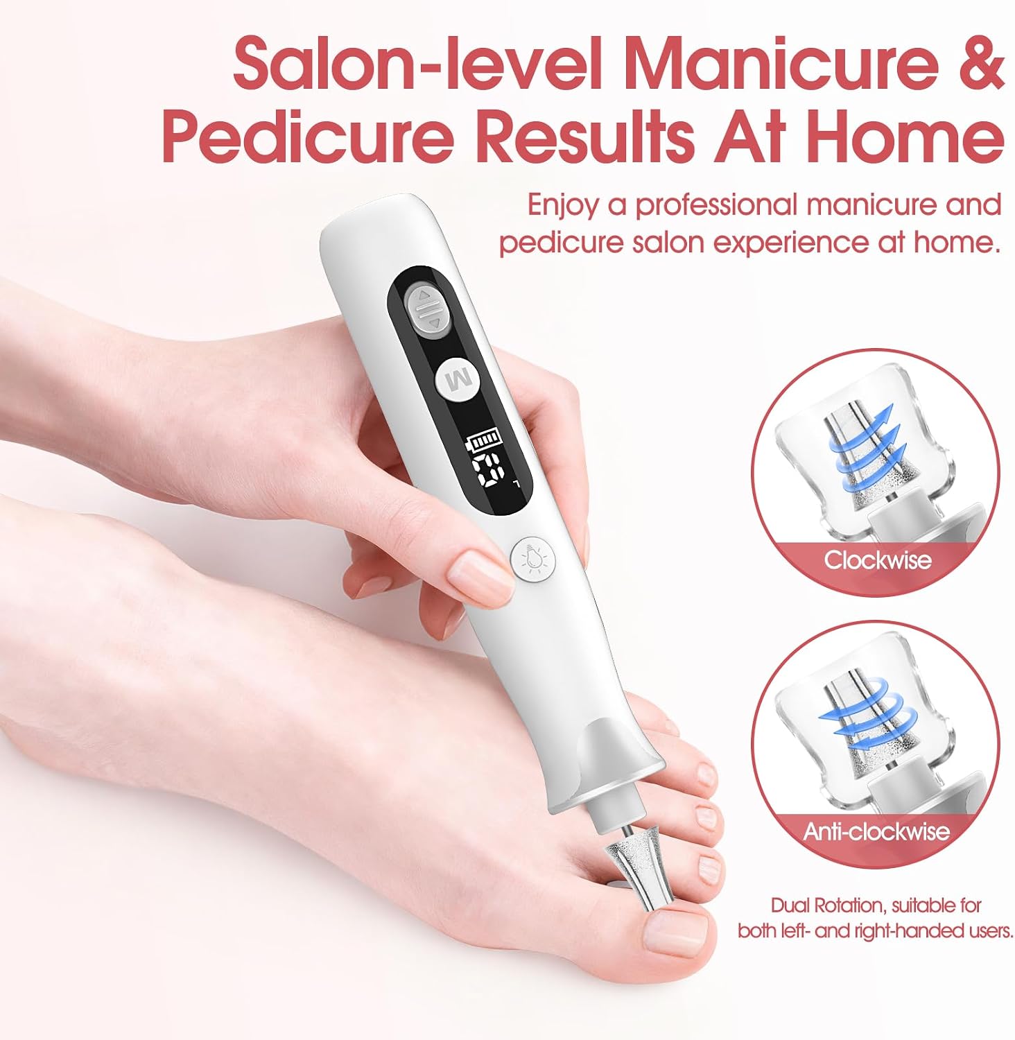 Detalle de ZABOUL AOL05 Cordless Electric Nail Drill, 10 Speeds, 10 Bits & 60 Bands