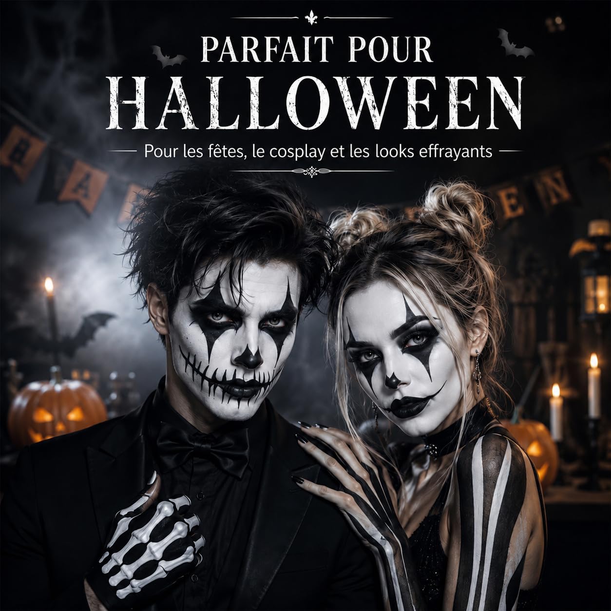Thumbnail 6 de SPINNE LUCAS Halloween-gezichtsmake-up, zwart-witte crème van 60 g met 2 kwasten