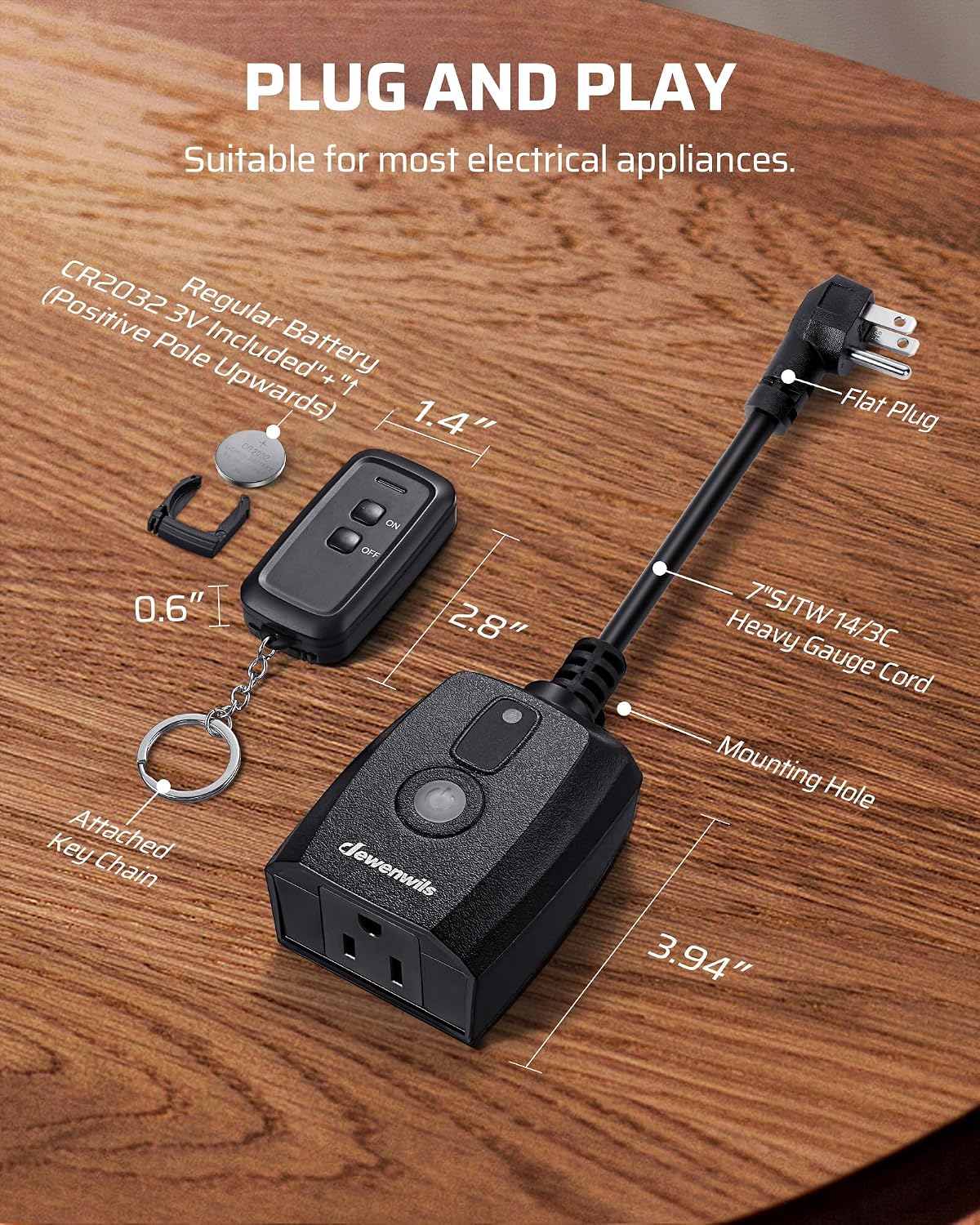 Thumbnail 6 de DEWENWILS HORS11S Outdoor/Indoor Remote Control Outlet, 15A, 100 ft Range