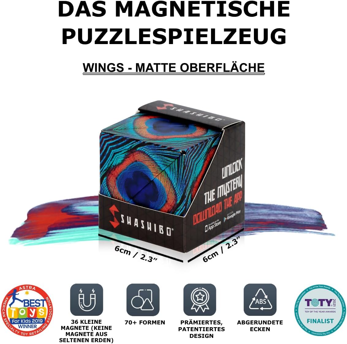 Thumbnail 1 de Shashibo Formwechsel-Box (Wings) – magnetischer Zappelwürfel mit 36 Seltenerdmagneten und 100 verwandelbaren Formen