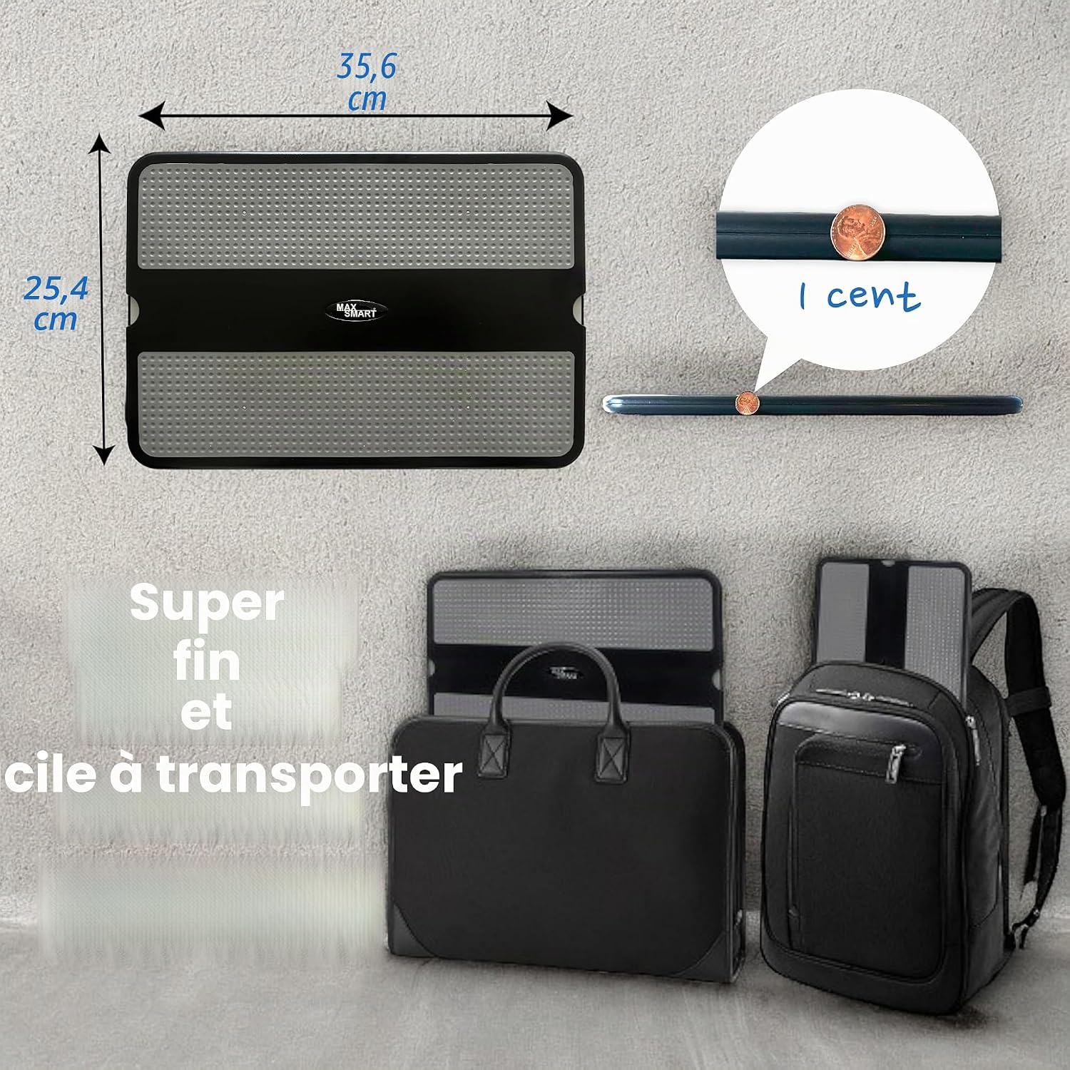 Detalle de Max Smart Tapis Portable pour Ordinateur Portable avec Plateau de Souris Rétractable et Bouclier Thermique