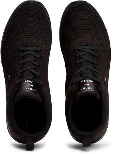 Detalle de Tommy Hilfiger Herren Runner Sneaker Corporate Knit Rib Runner – Schwarz, Gr. 46