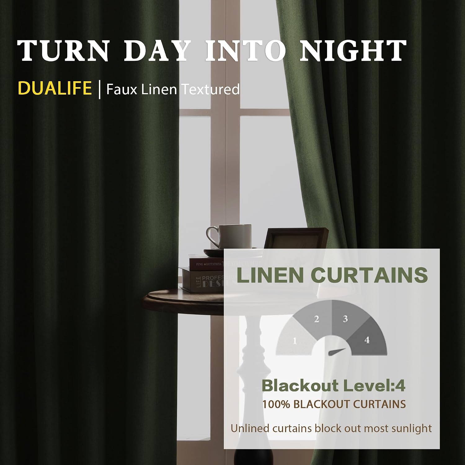 Detalle de DUALIFE Blackout Curtains, 50 x 132 Inches