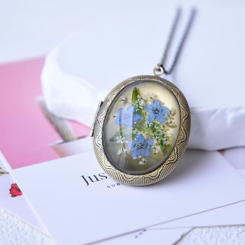 Thumbnail 2 de THSOGO Handmade Pressed Flower Photo Locket Necklace for Women