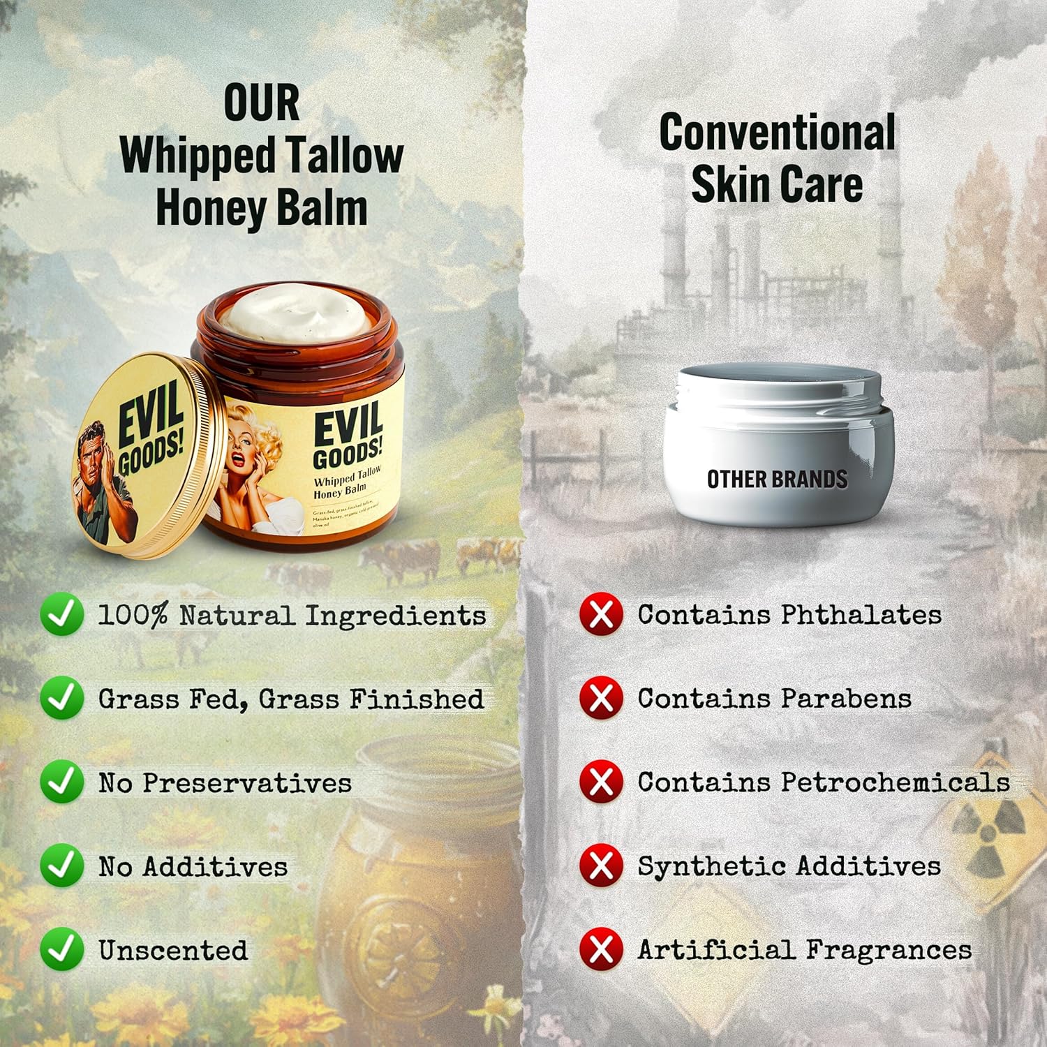 Detalle de Whipped Beef Tallow and Honey Balm – Ultra-Rich Moisturizer with Manuka Honey (Citrus Scented) by Evil Goods
