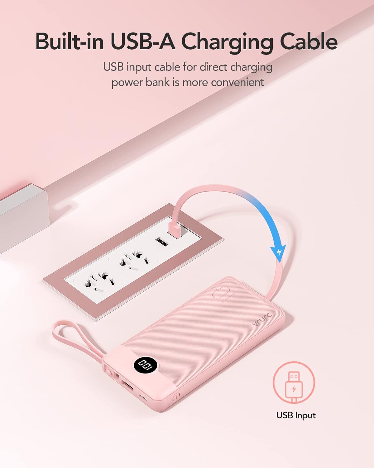 Thumbnail 6 de VRURC 10000mAh power bank with built‑in cables