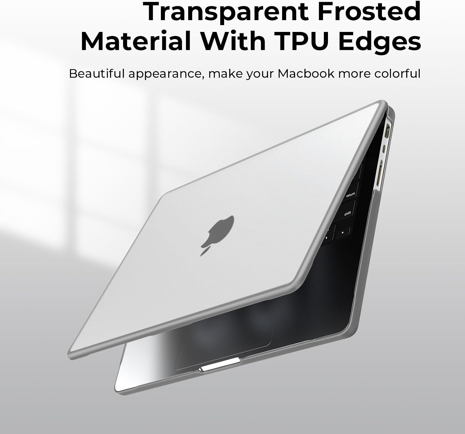 Detalle 2 de BlueSwan Hülle für MacBook Pro 14 Zoll (2021–2026) — TPU-Rahmen, matte Anti-Fingerprint Schutzhülle in Grau