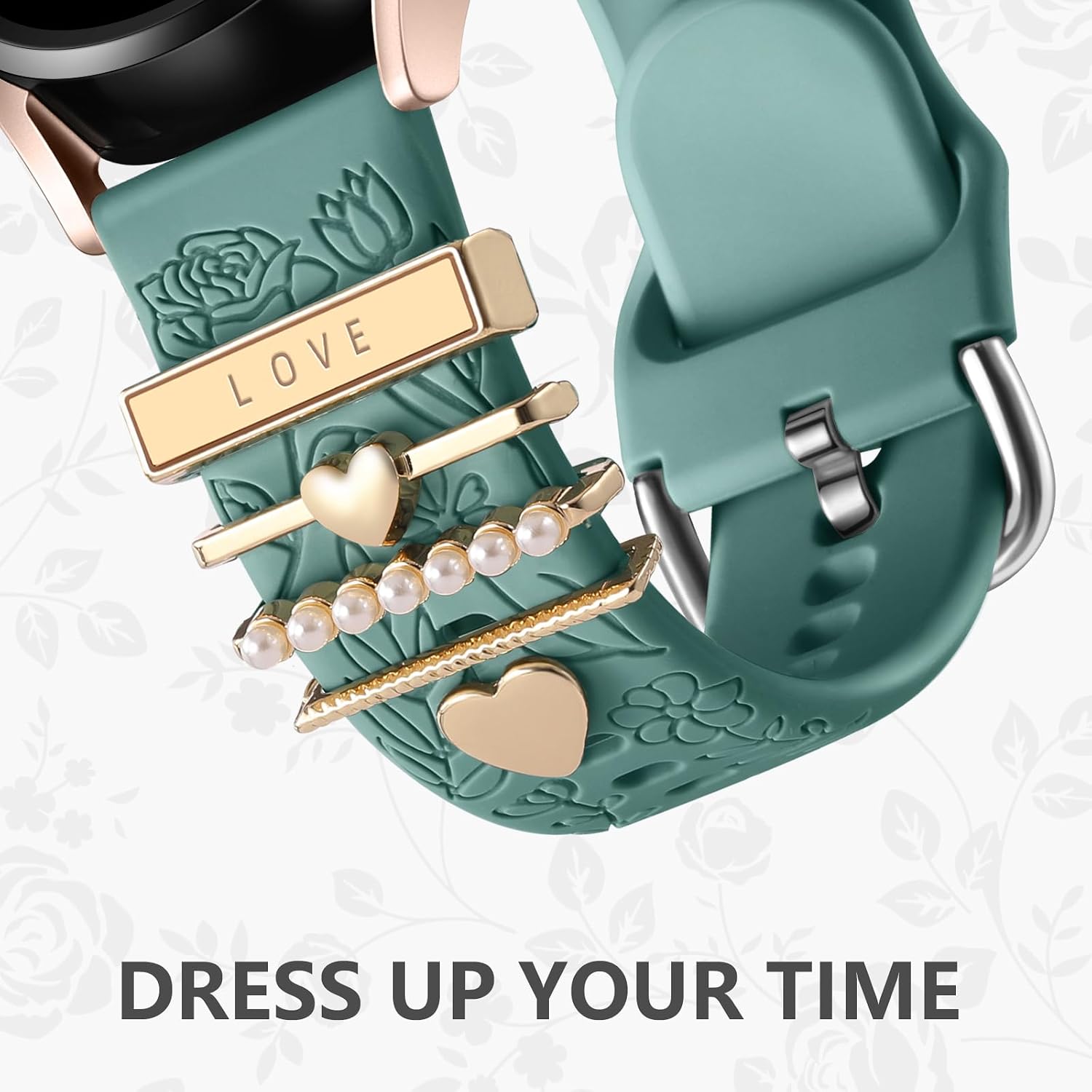 Detalle de DaQin Flower Engraved 20mm Silicone Band