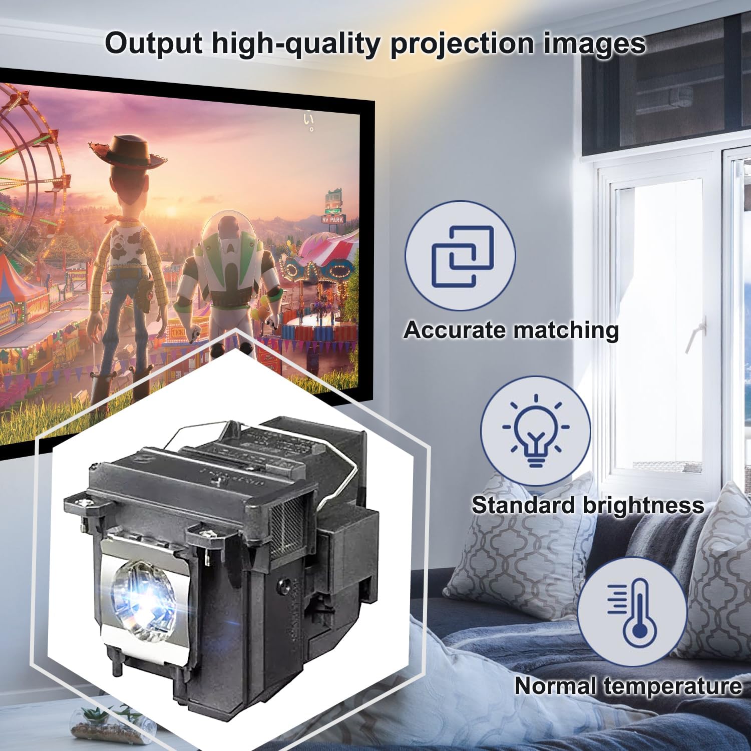 Thumbnail 2 de iReijomoi Replacement Lamp V13H010L71 with Housing for Epson BrightLink and PowerLite Projectors