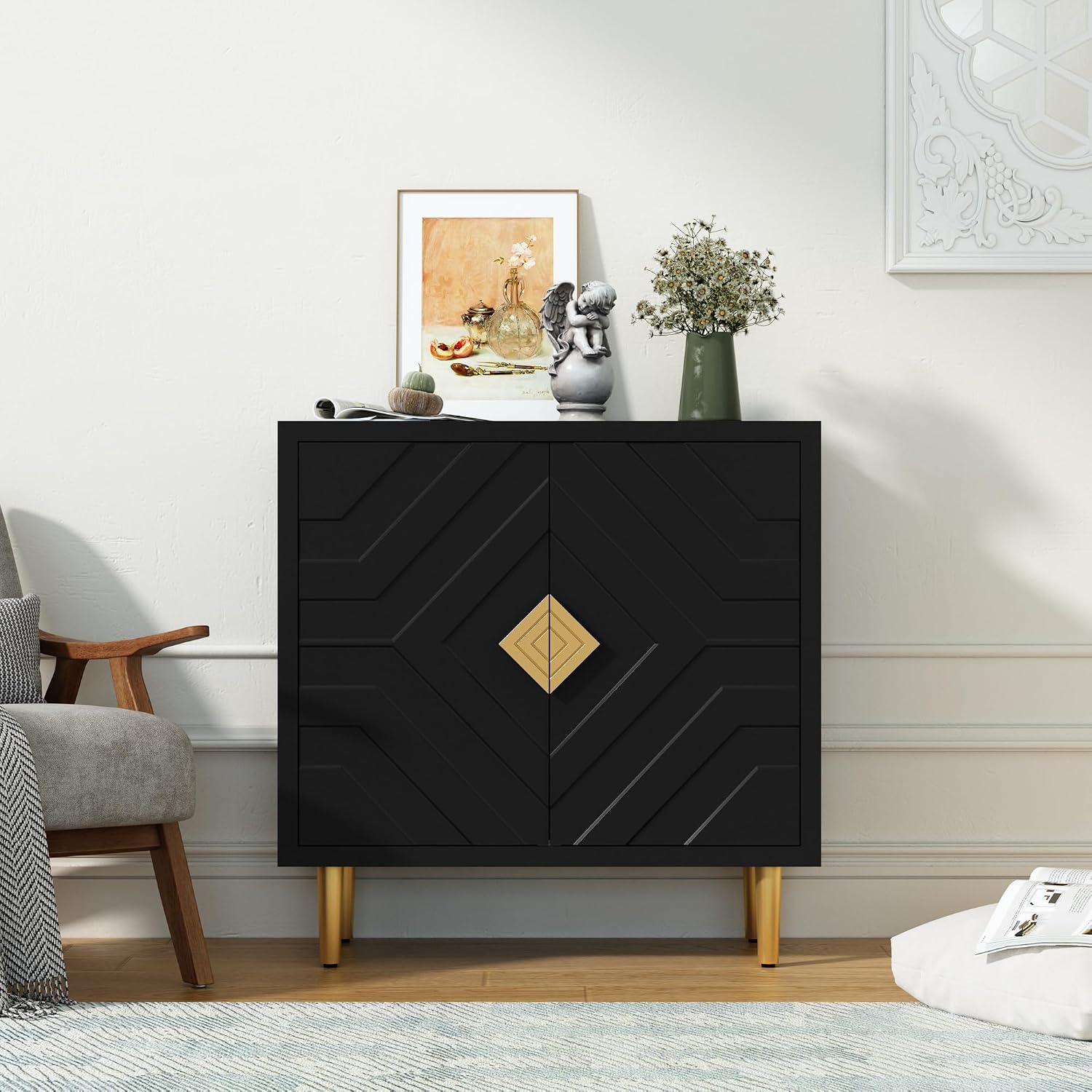 Thumbnail 5 de HOLTICO Credenza Moderna con 2 Ante: design geometrico, struttura robusta e versatilità per ogni ambiente