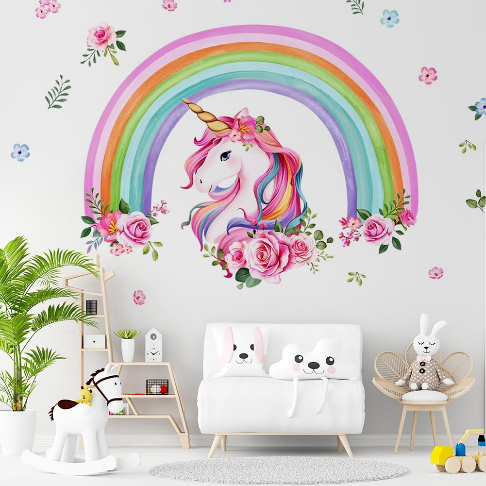 Detalle de Aolso Adesivi Murali Arcobaleni Unicorno – Enfasi dolce per camerette e asili
