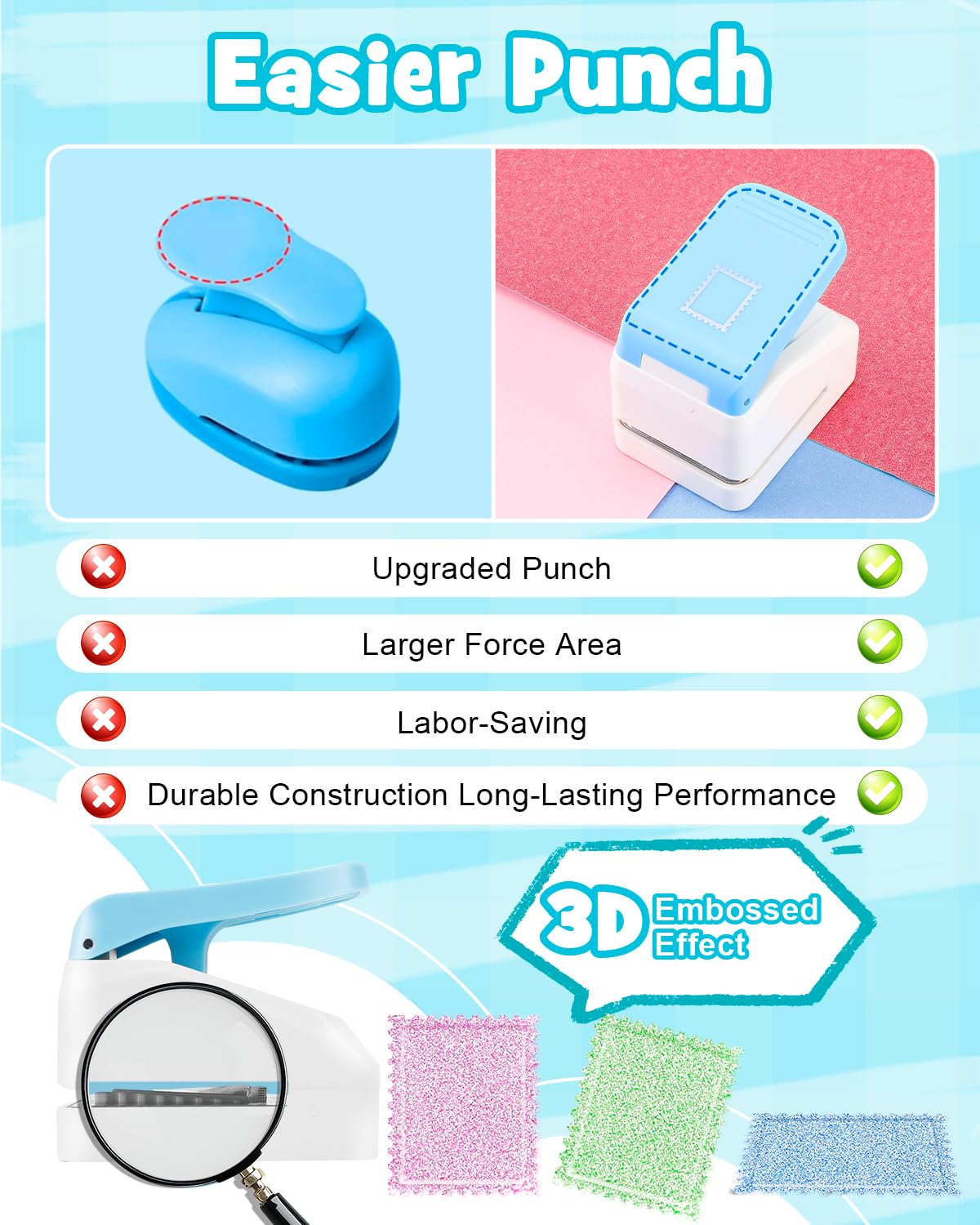 Detalle 2 de UCEC Postage Stamp Punch, Manual Plastic Craft Paper Punch for Tabs and Cards
