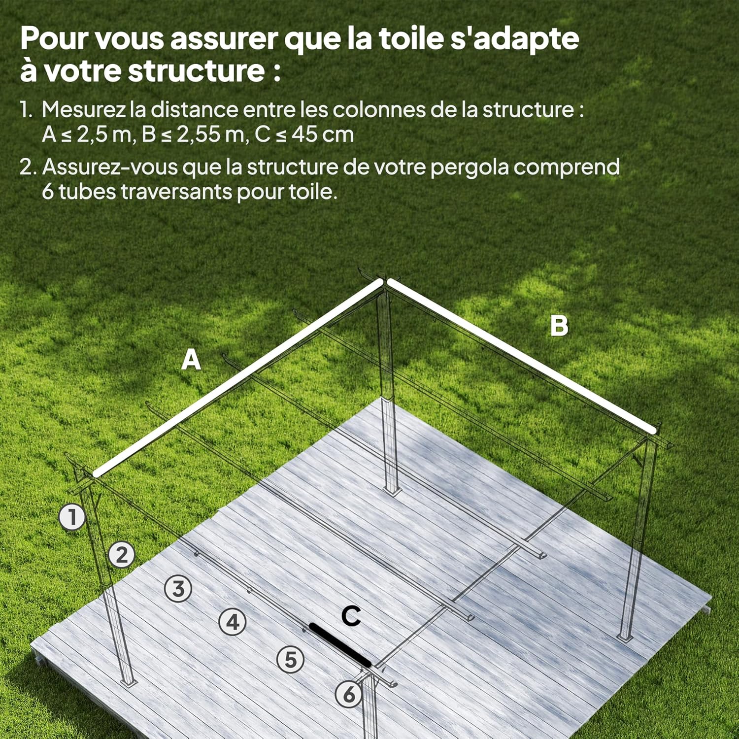 Thumbnail 3 de Outsunny Toile de toit pour pergola tonnelle rétractable 3 x 3 m — 250 x 255 cm, crème