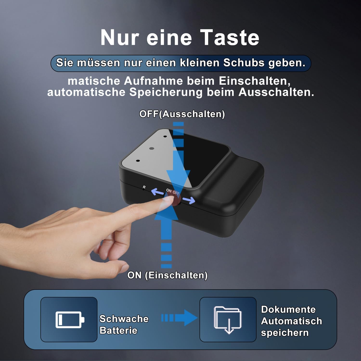 Detalle 2 de Diktiergerät Mini – Tragbares USB-C Aufnahmegerät mit Rauschunterdrückung und Magnetbefestigung