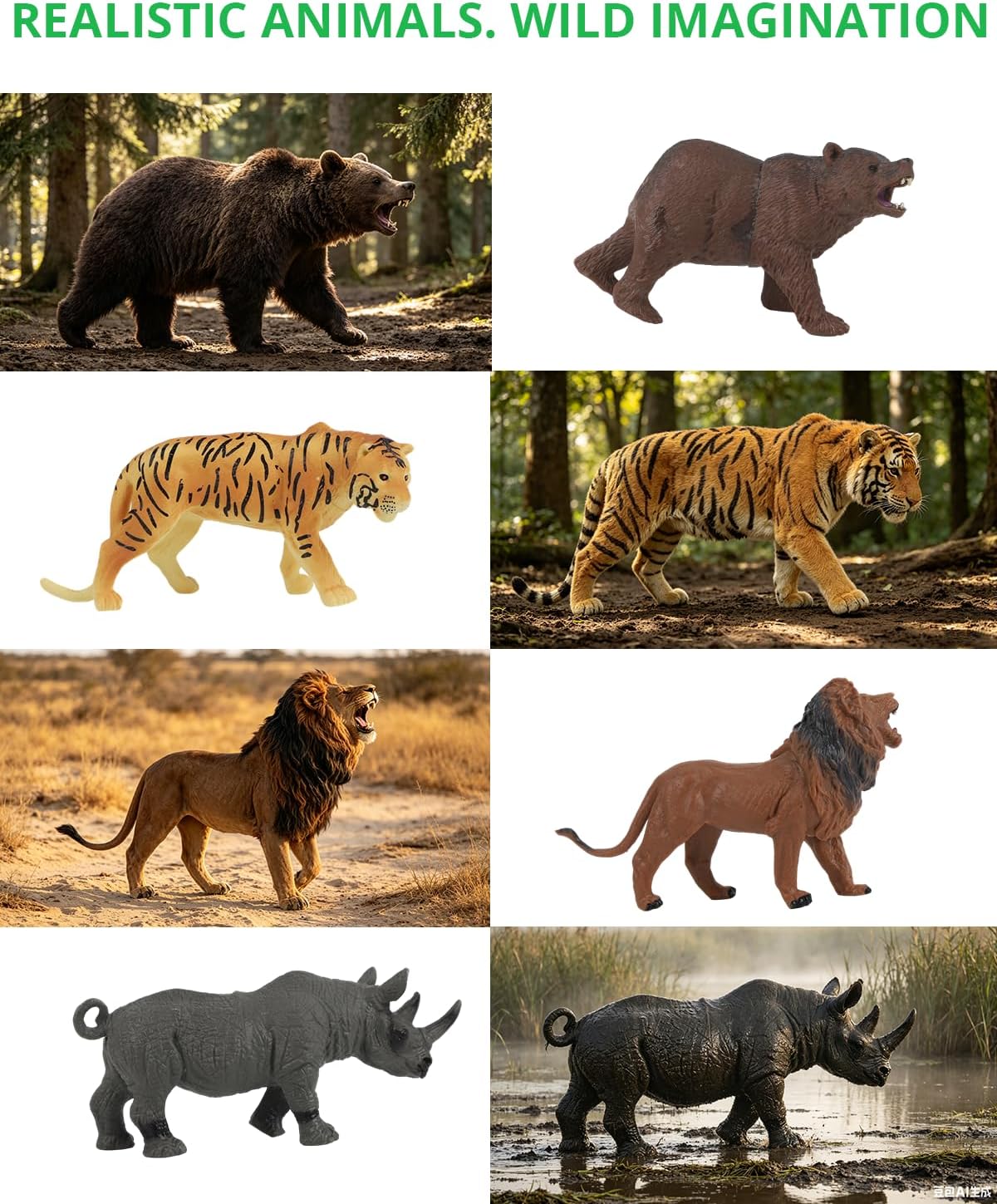 Detalle 2 de Tudoccy Safari Animal Figures, 23-Piece Set