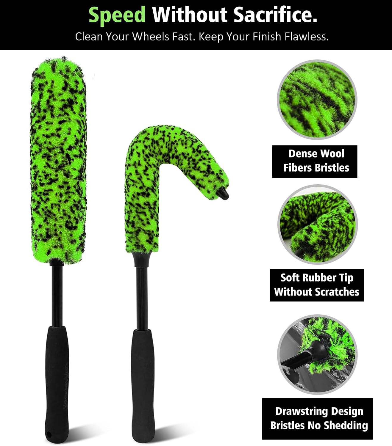 Detalle 2 de YeewayVeh 3PCS wheel brush kit for alloy wheels 🧽