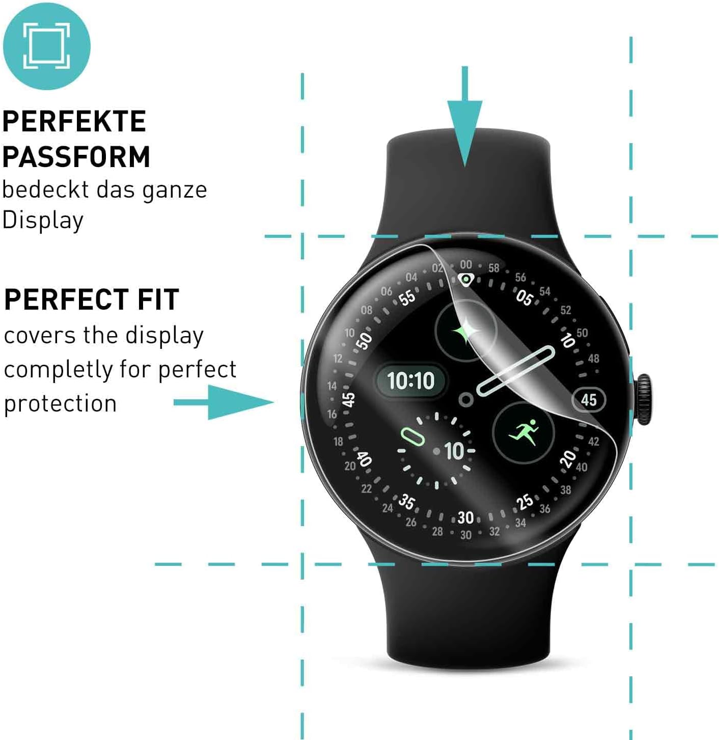 Detalle de SmarTect 3Pack_TPU_Google_Pixel_Watch_4_45mm TPU Screen Protector, 3-Pack