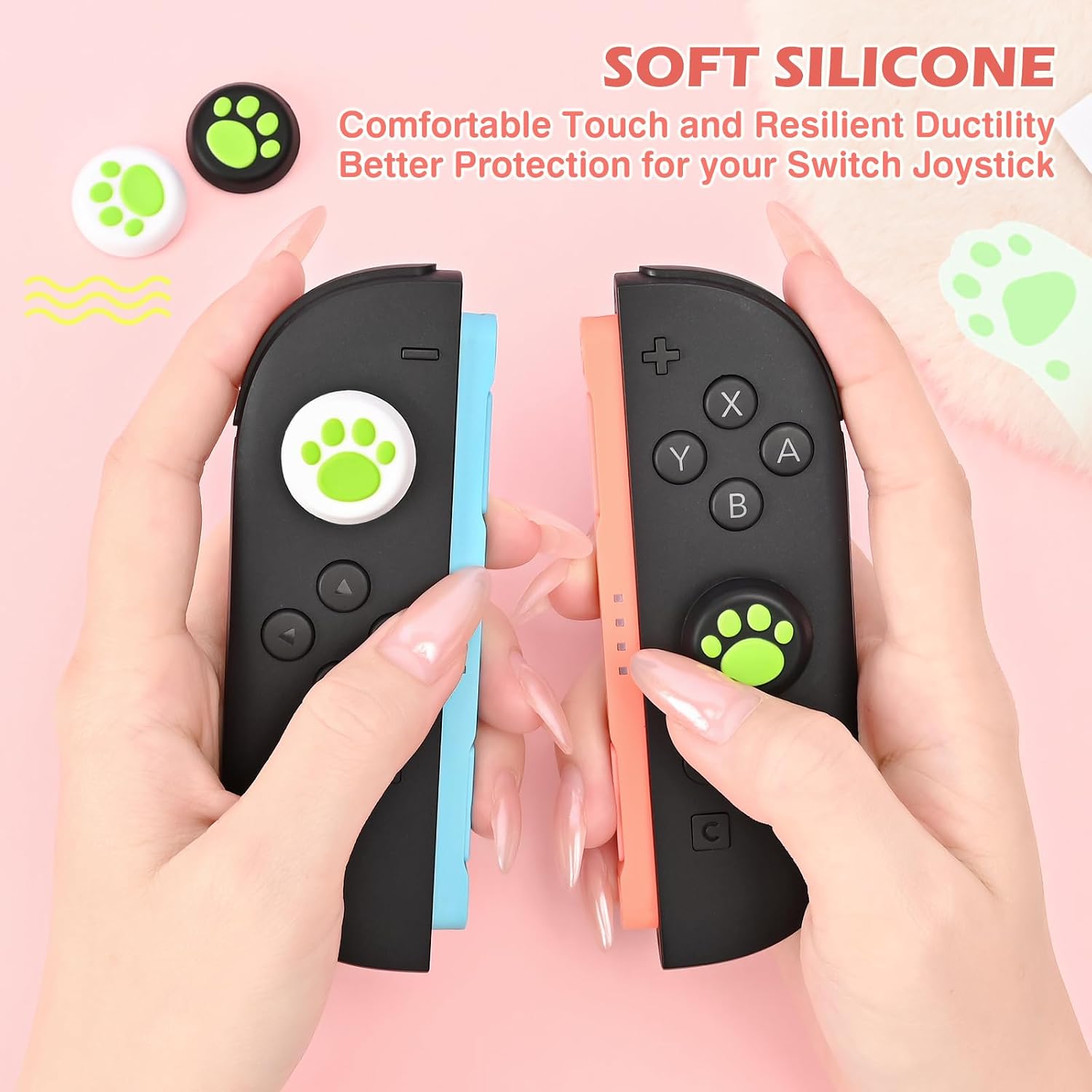 Thumbnail 1 de DLseego Cat Paw Thumb Grip Caps for Switch 2 – 4-Pack