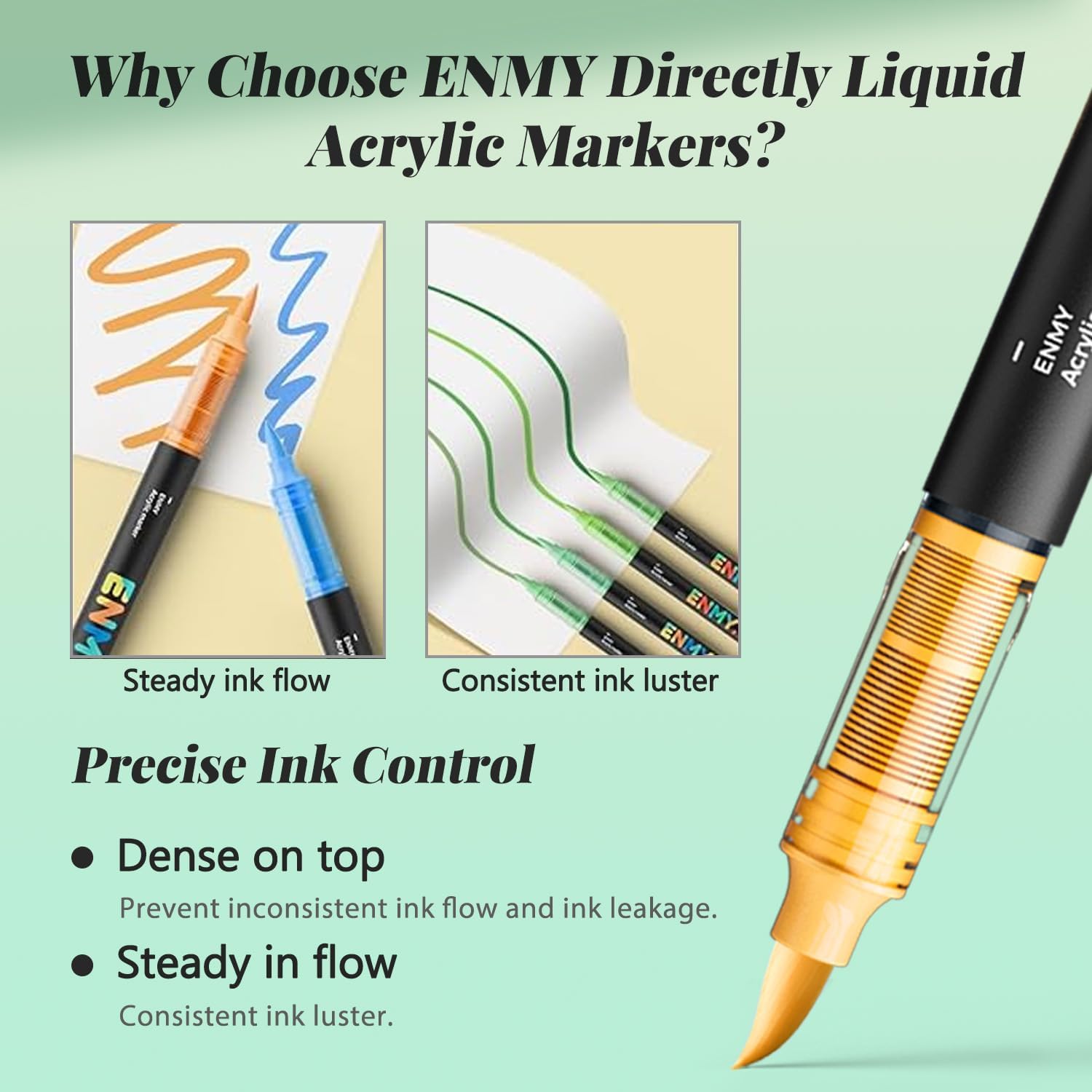 Thumbnail 6 de ENMY 60 Colours Acrylic Markers Brush Tip – Direct Liquid Ink for Anime, Canvas, Fabric and More