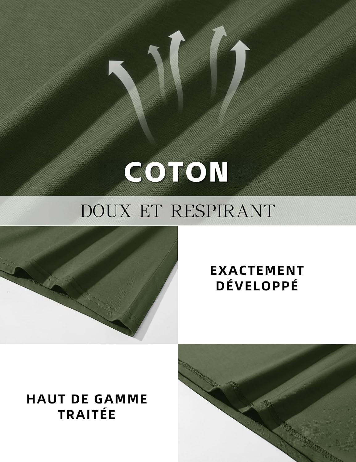 Thumbnail 4 de T-shirt homme Henley manches longues en coton à 3 boutons KEFITEVD