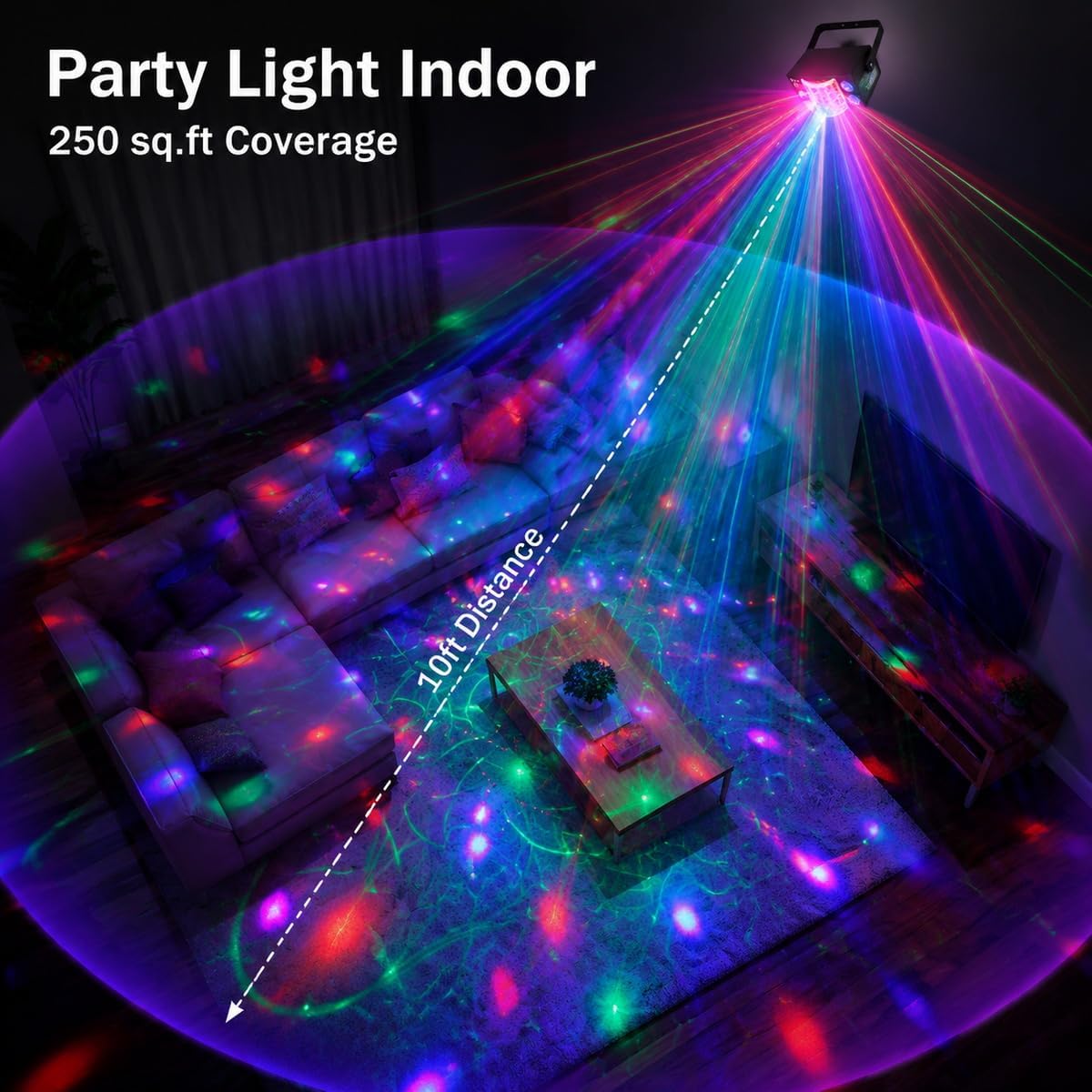 Detalle de Lyiwmg MTD -D10 3-in-1 Disco Light with Sound Activation and Remote
