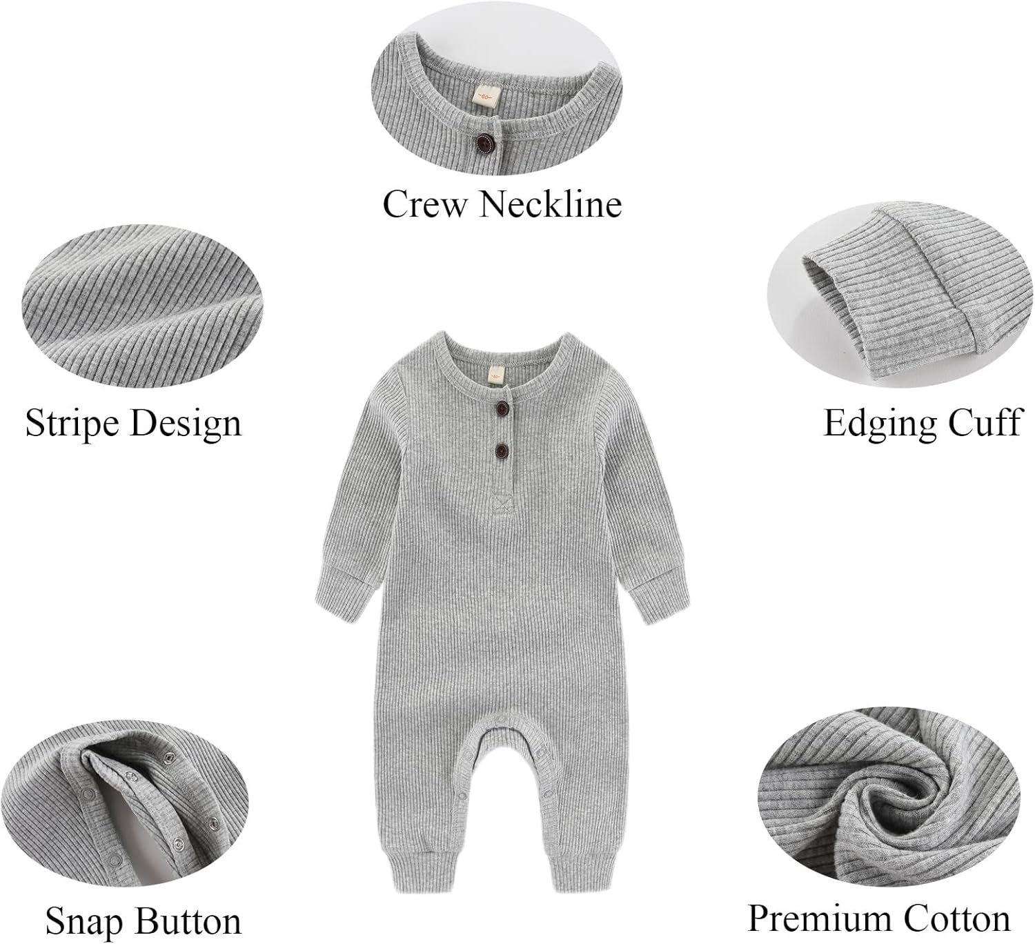 Detalle de Chamie Baby Knitted Long-Sleeve Romper for 0–24 Months