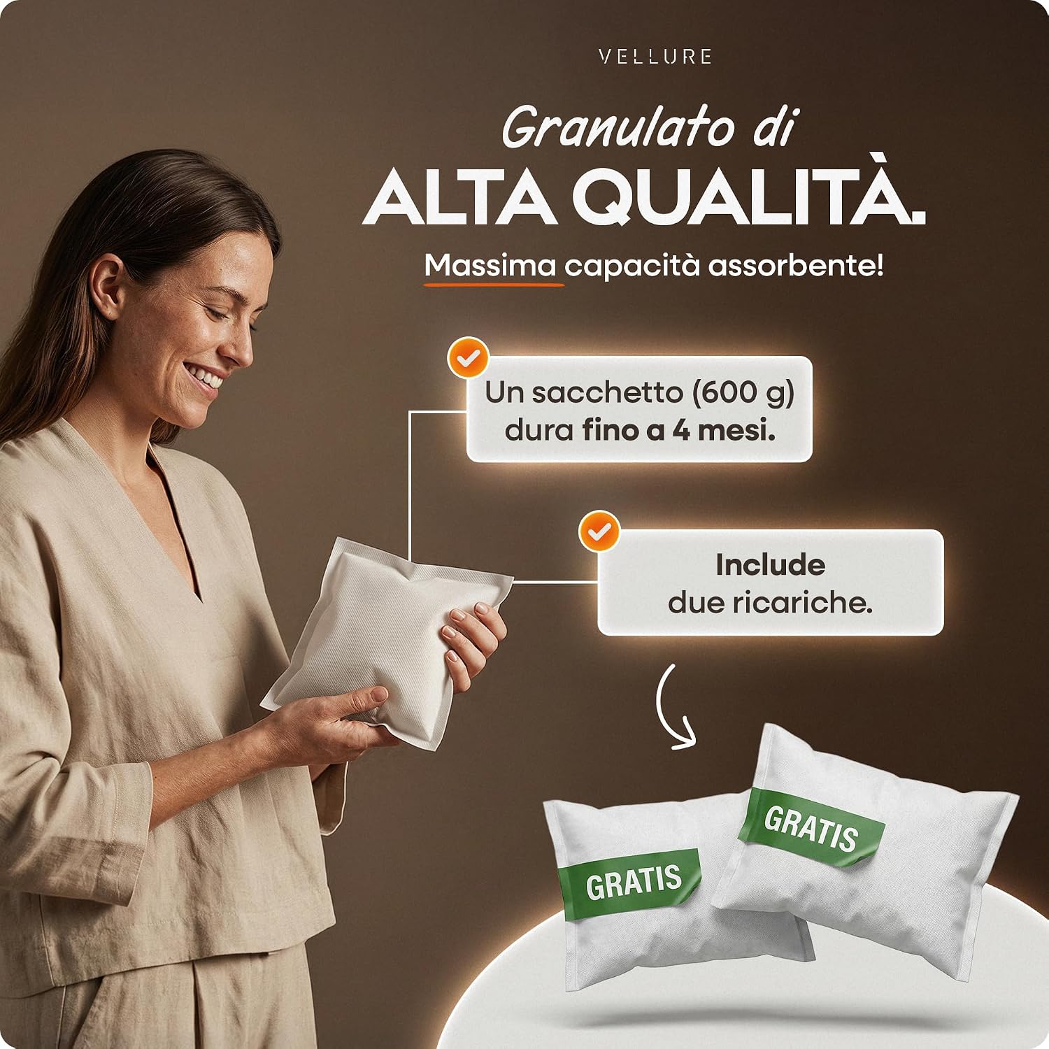 Thumbnail 4 de Vellure Deumidificatore di design senza corrente + 2 ricariche da 600 g • ideale per bagni, cantine e ambienti fino a 25 m²