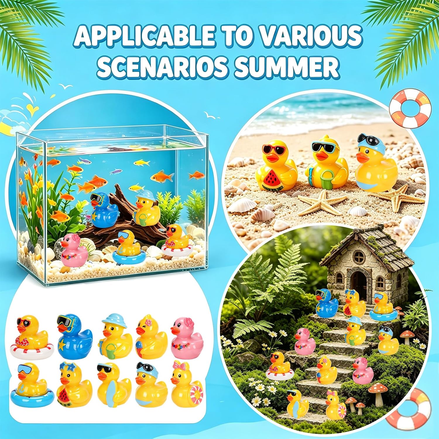 Thumbnail 6 de 120 Pcs Summer Mini Resin Ducks – 10 Styles for DIY Decor, Parties, and Cruise Ship Games