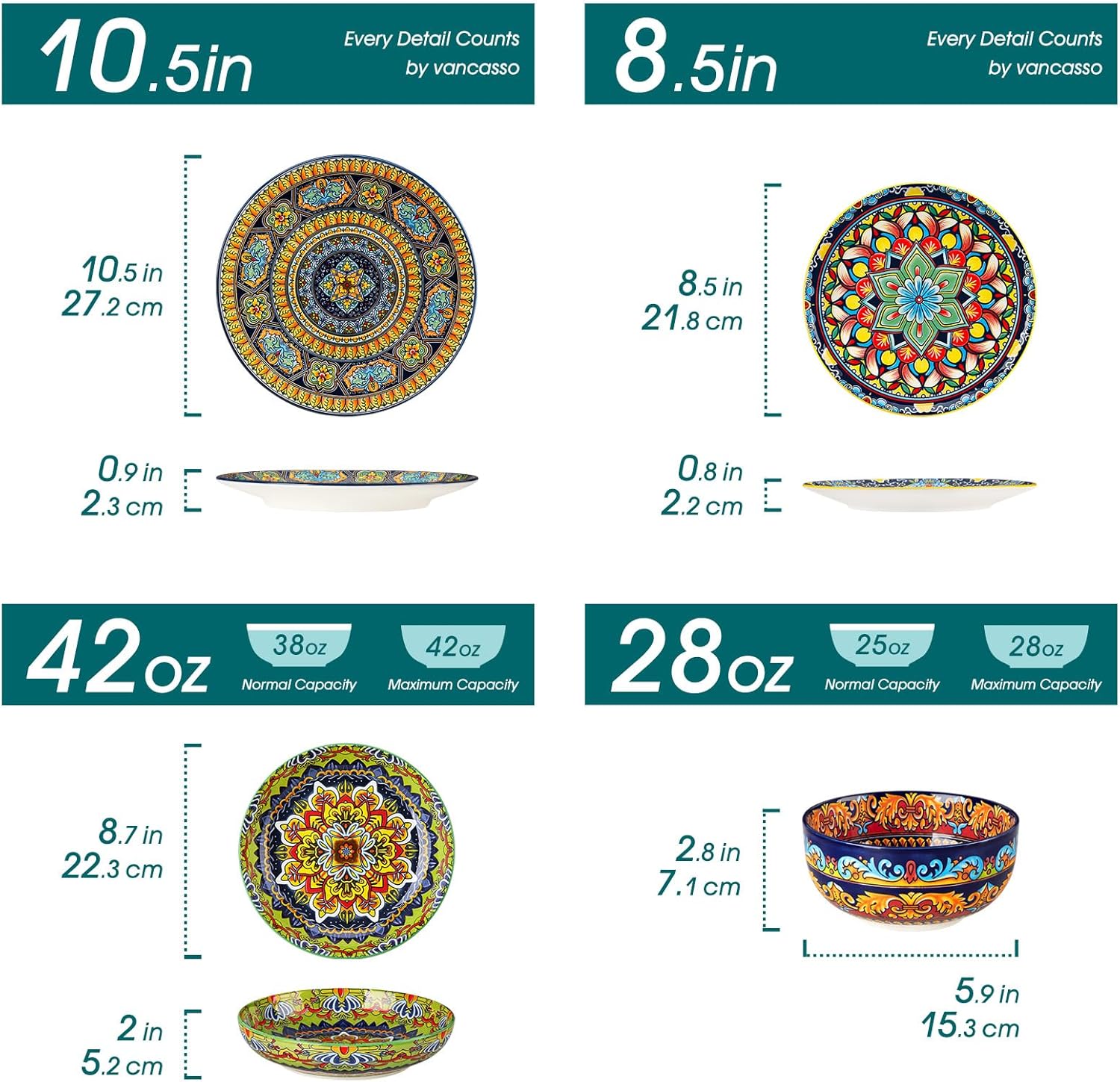 Detalle 2 de Vancasso KRVI 24-Piece Bohemian Dinnerware Set for 6