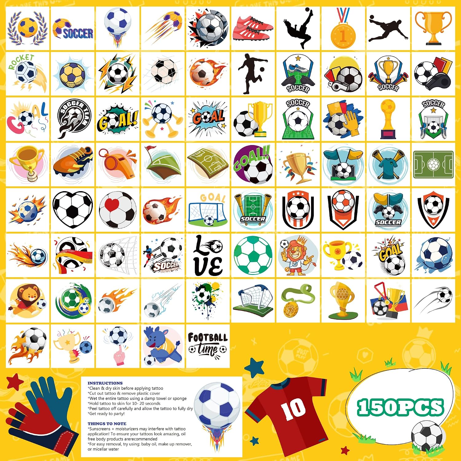 Detalle de World Game Cup Jersey 2026 Soccer Temporary Tattoos, 150 Pieces
