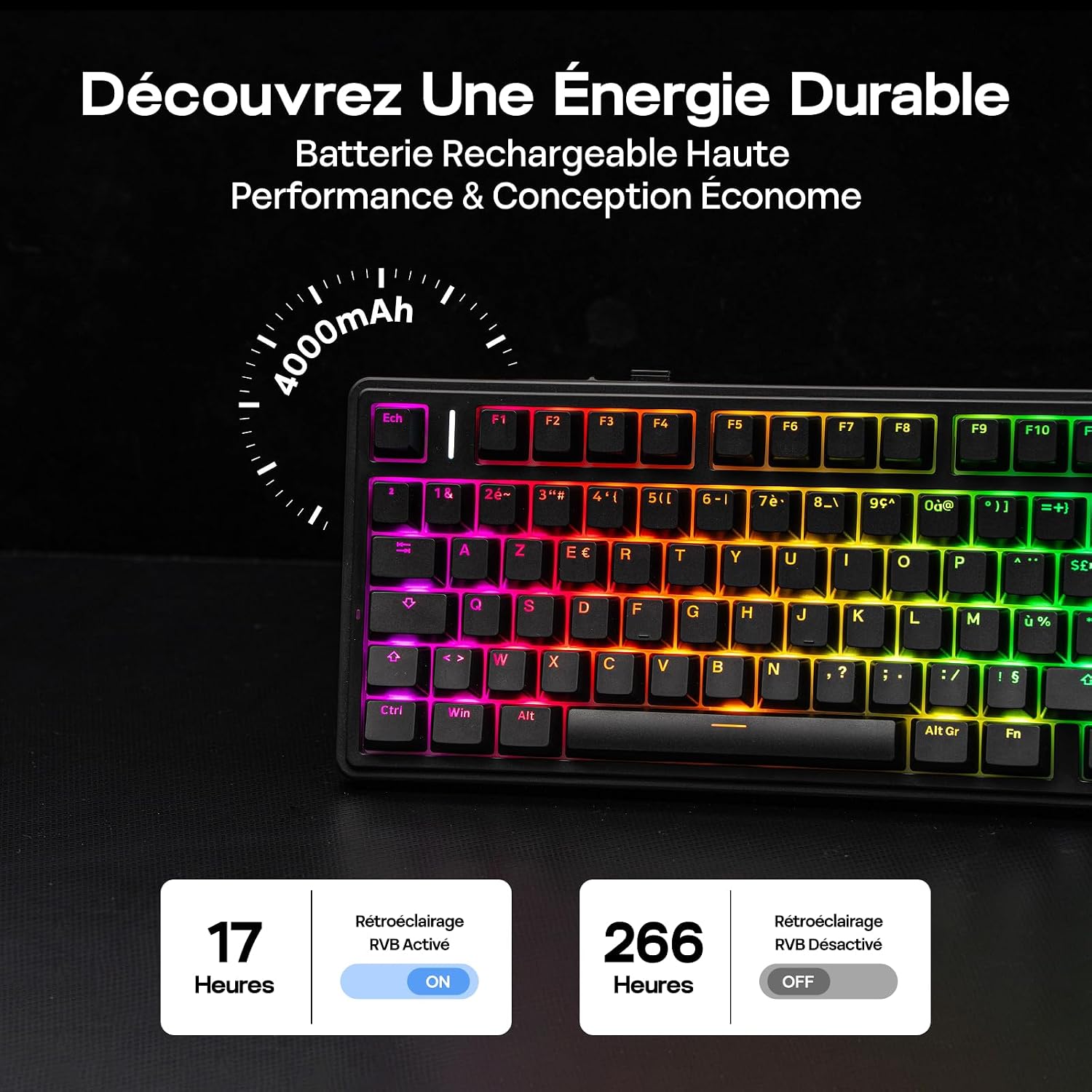 Thumbnail 2 de EPOMAKER Aula F75 ISO-FR : clavier mécanique sans fil 75% AZERTY (RGB, hot-swap, gasket)