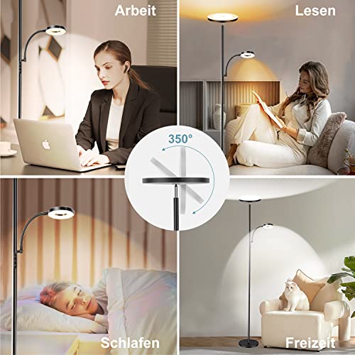 Detalle de Yikuneng 42W Lampadaire LED Dimmable – 3600 lm, télécommande et contrôle tactile, tête orientable
