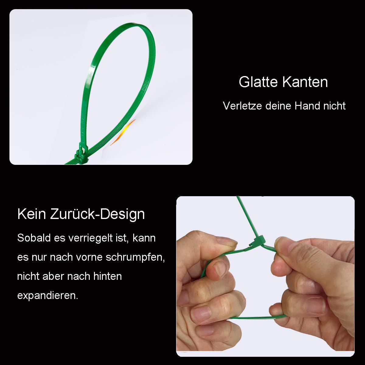 Thumbnail 2 de Rluobo Kabelbinder-Set (100 Stück) 300 mm x 4,8 mm, UV-beständig, wiederverschließbar, grün