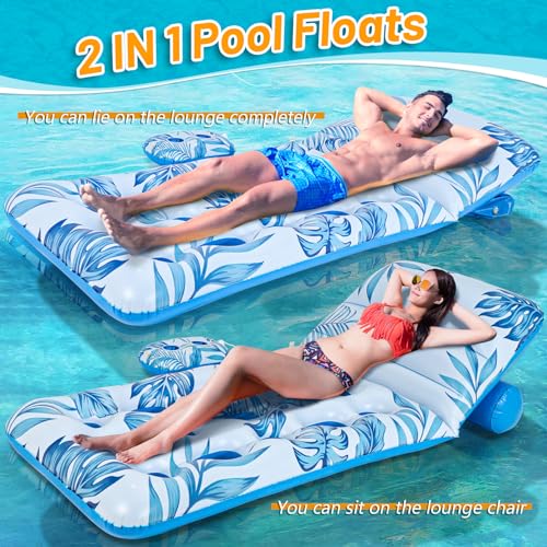 Detalle de Gontence Flotadores para Adultos: Hamaca hinchable con respaldo ajustable y portavasos (180 x 75 cm)