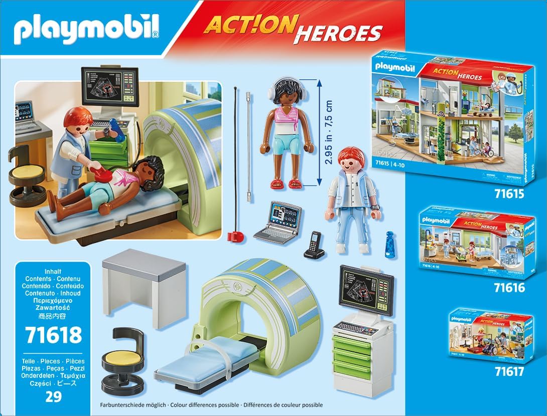 Detalle 2 de PLAYMOBIL Action Heroes 71618 MRT mit Patient – realistische Radiologie-Spielwelt für Kinder ab 4 Jahren