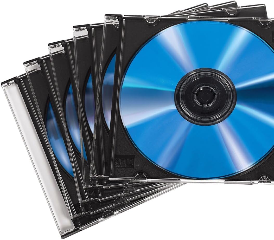 Detalle de Hama CD-Leerhüllen Schutzhülle, Slim – 50er Pack, transparent-schwarz, Höhe ca. 5 mm