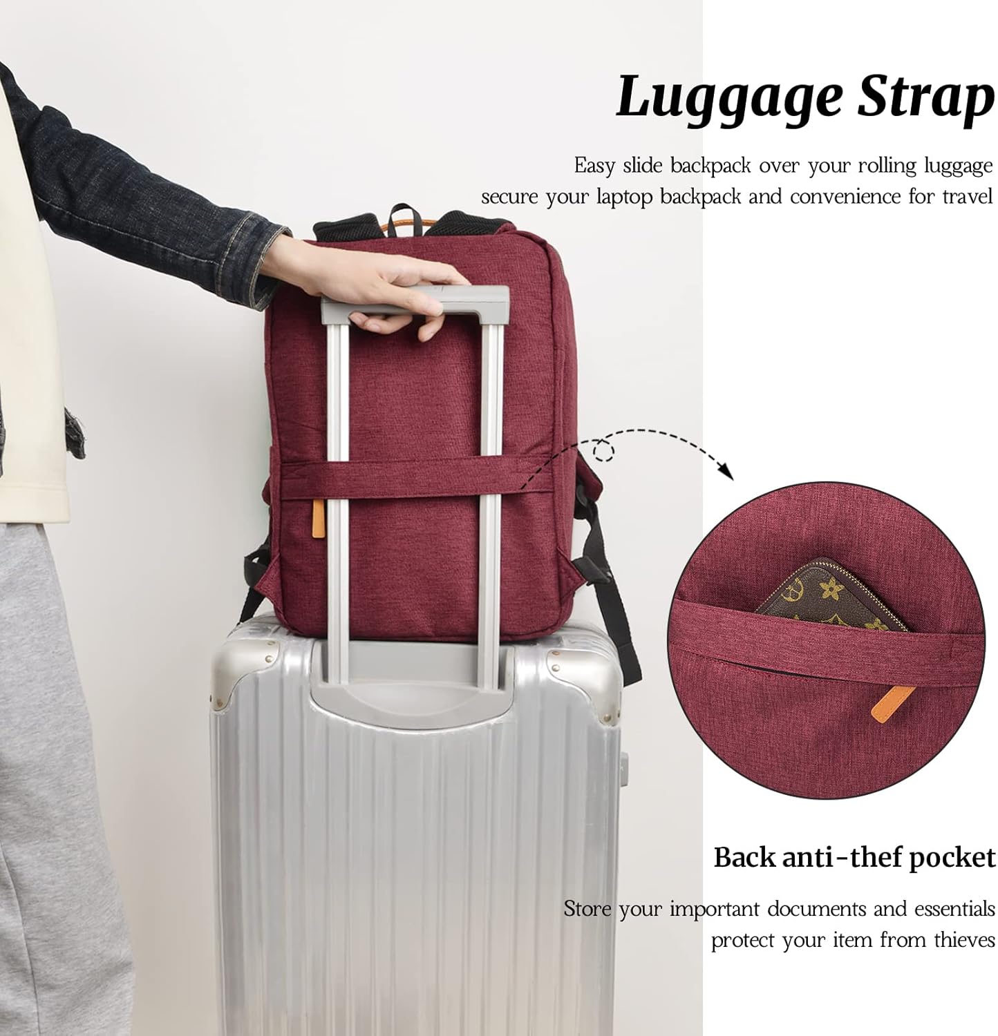 Detalle de Hp hope Laptop Backpack for Women: Durable Carry-On with USB Charge Port (Fits 15.6 Inch Laptop, 24L)