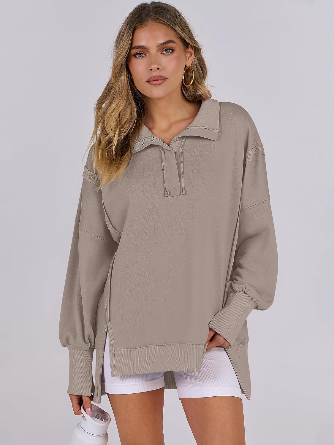 Thumbnail 4 de Oversized Henley Sweatshirt